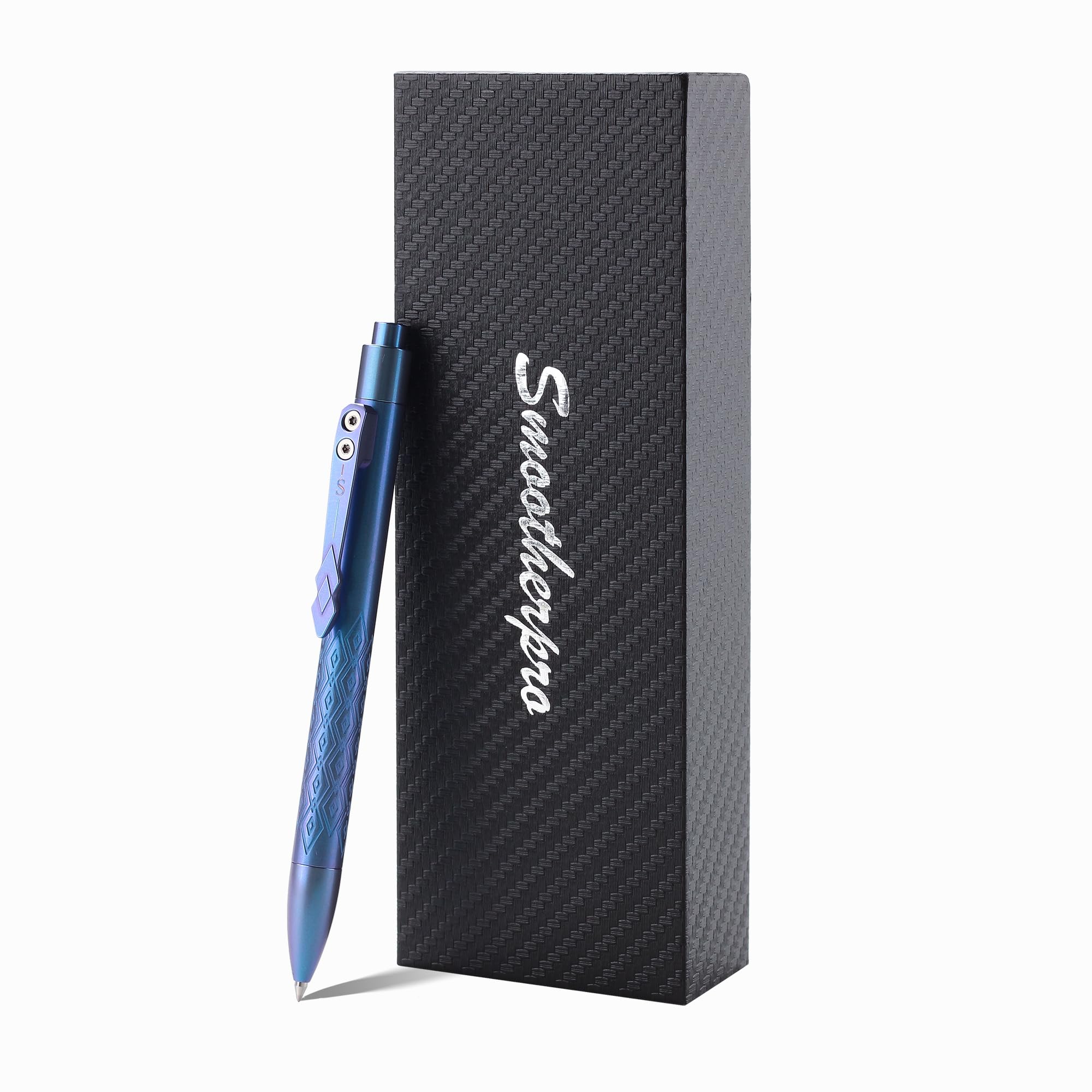 SMOOTHERPRO Titanium Retractable Pen | Ballpoint Pen | Compatible with Parker Refill | Lightweight with pen clip for School Business Office EDC | Color Blue (DTP01)