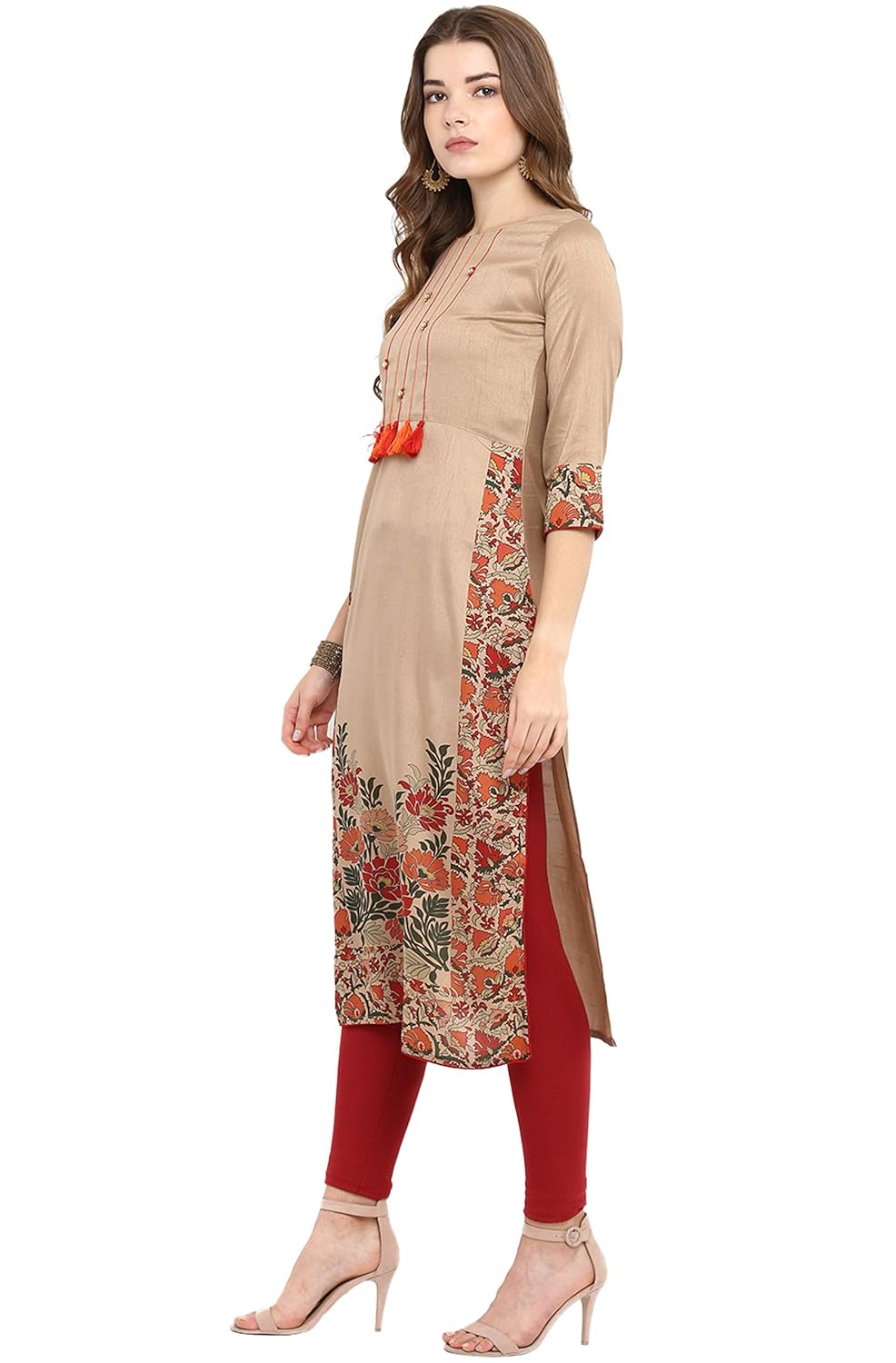 janasya women's art silk straight kurta