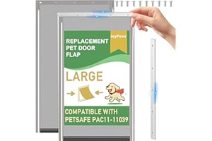 JEYPAWV 2 Pack Large Dog Door Replacement Flaps with Metal Bracket and Screws, Compatible with Petsafe Freedom Doggie Doors, PAC11-11039 10 1/8" X 16 7/8" Magnetic Closure (Smoky Translucent)