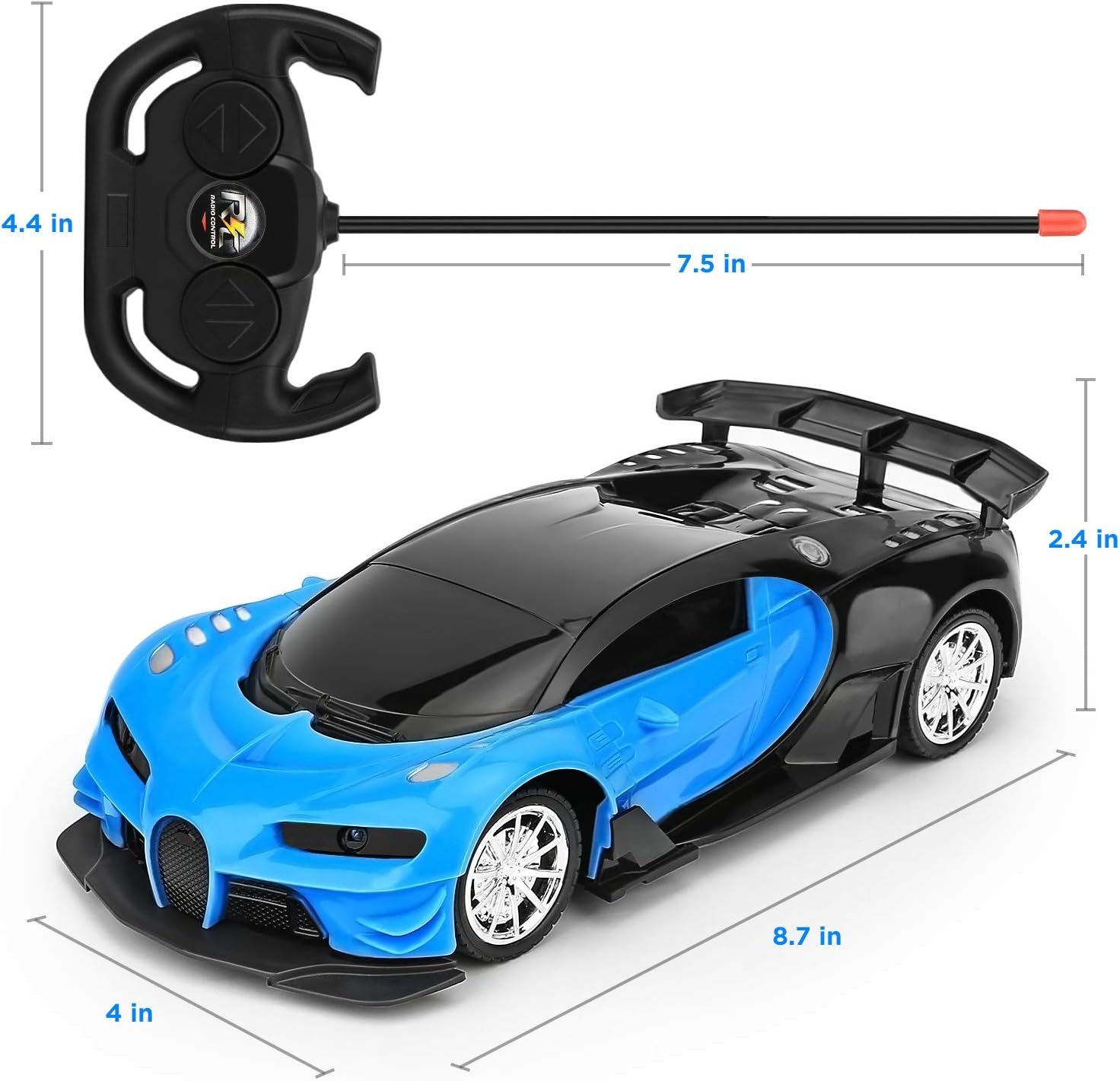 Remote Control Car - 1/16 Scale Electric Remote Toy Racing, with Led Lights High Speed RC Toy Car for Kid 3 4 5 6 7 8 9 Year Old Boys and Girls (Blue): Toys & Games