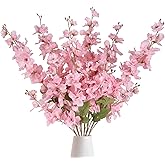 INSUNSIX 6PCS Long Stem Artificial Delphinium Flowers 35.43'' Pink Fake Larkspur Artificial Flower for Tall Vase Wedding Arrangements Bridal Bouquets Blossoms Flowers for Home Table Decor(Pink)