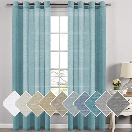 Amazon Com H Versailtex Natural Linen Sheer Curtains For Living