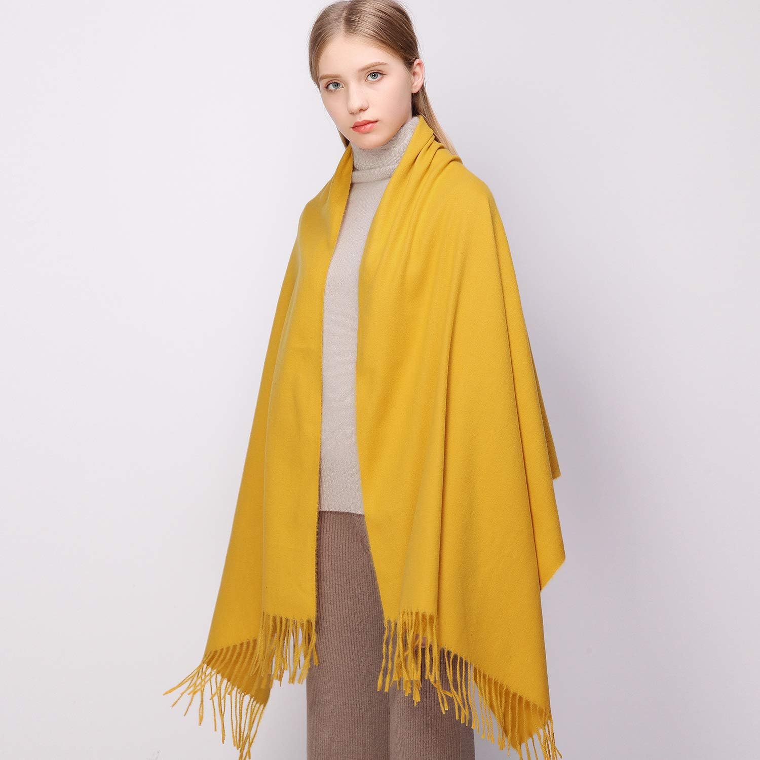 RIIQIICHY Yellow Scarf for Women Winter Ladies Scarves Pashmina Shawls Wraps for Weddings - Image 4
