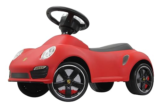 Jamara 460208 - Rutscher Porsche 911 rot – Kippschutz, Flüsterreifen, echte Scheinwerferattrappen, Hupe am griffigen Lenkrad,