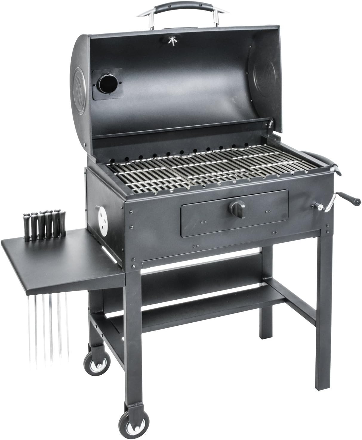 Blackstone 3-in-1 Kabob Charcoal Grill - Barbecue - Smoker - With Automatic Rotisserie - 11 custom heavy-duty skewers included