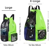 WANDF Swim Bag Mesh Drawstring Backpack XL Green Wet Pocket view 2
