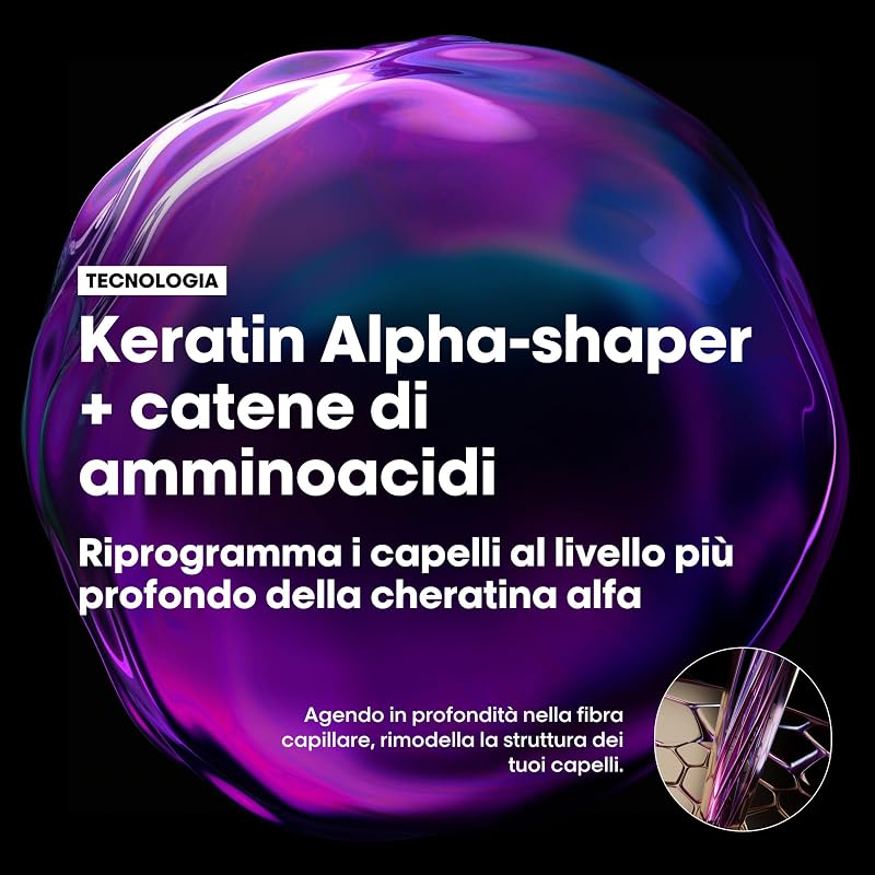 L'Oréal Professionnel, Maschera Anticrespo e Disciplinante, Per Tutti i Tipi di Capelli, Capelli Più Morbidi e Luminosi, Con Keratin-Alpha shaper e Aminoacidi, Keratin Alpha Sleek, 250 ml