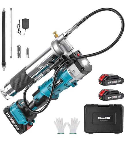 Alloyman 2-in-1 Electric Grease Gun Kit - 6000-12000 PSI, 2x 4.0Ah Batteries, 20oz Capacity