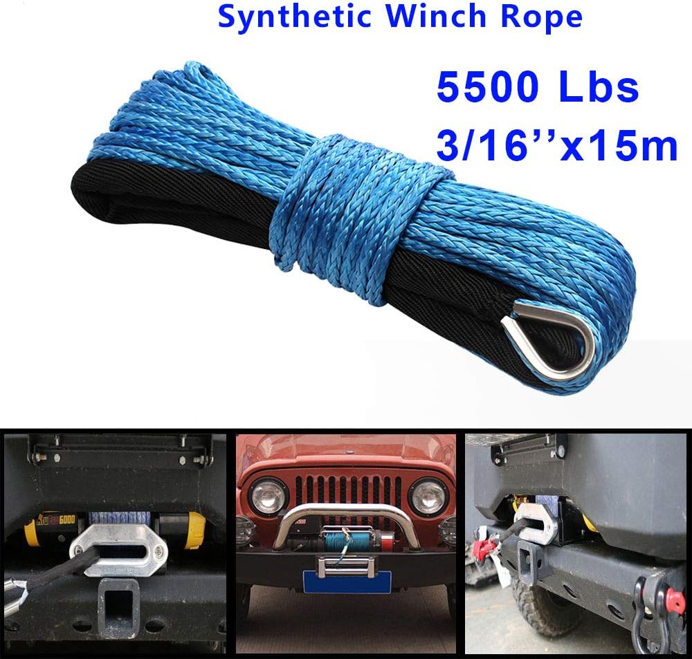 15m 550lb Winch Cable Rope with Sheath for atvs Winches ATV UTV SUV