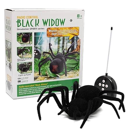 MECO RC Ferngesteuerte Spinne Fernbedienung Spider Spielzeug Geschenk Halloween Riesenspinne Latrodectus Black Widow 30*30*8.