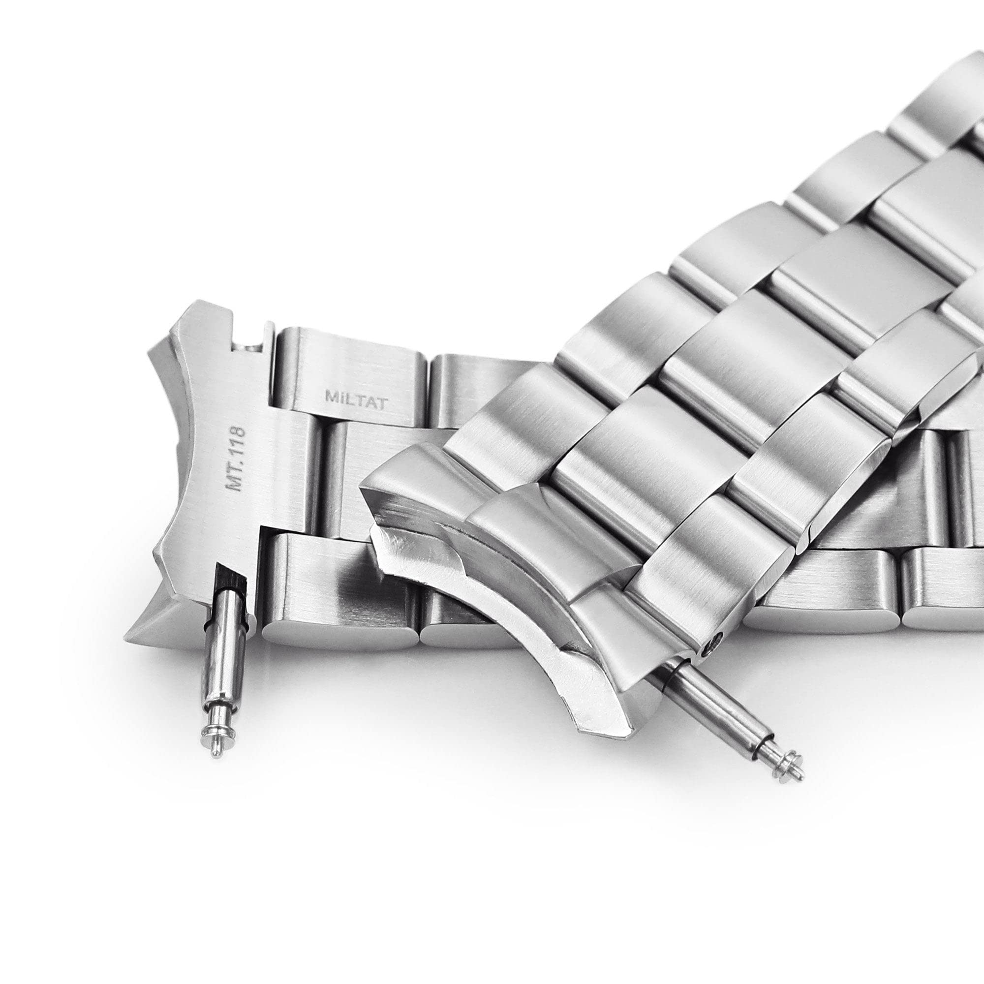 MiLTAT 22mm Super-O Watch Band compatible with Seiko 5 Sports GMT SSK001 SSK003 SBSC003 V-Clasp Brushed