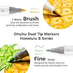Ohuhu Alcohol Markers Brush Tip -Double Tipped Art