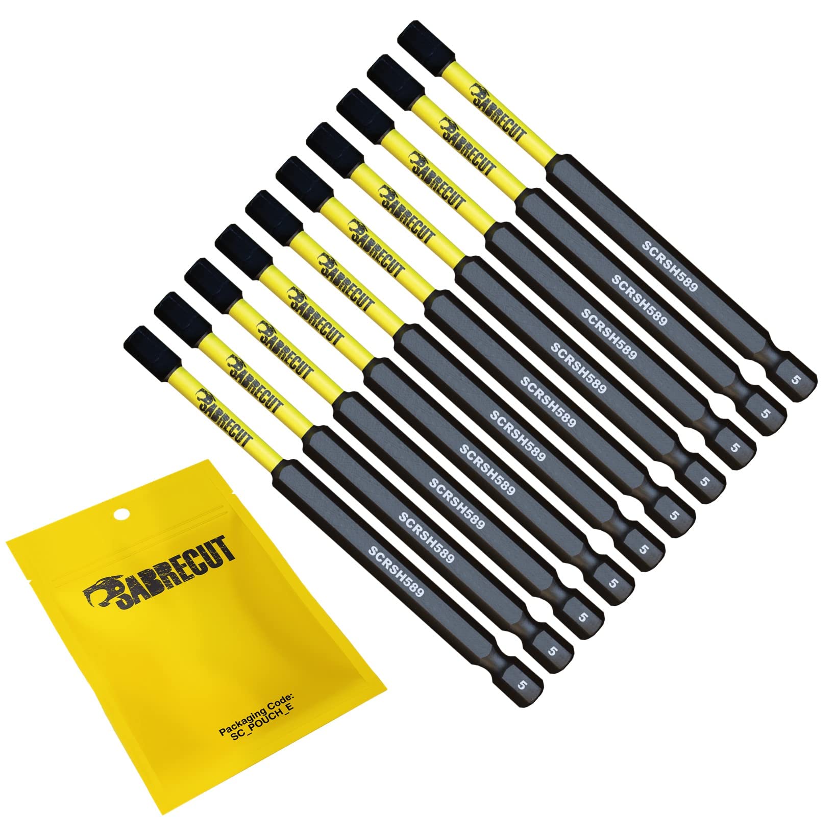 10 x SabreCut SCRH589_10 89mm H5 Hex Magnetic Impact Screwdriver Driver Bits Set Single Ended Heavy Duty