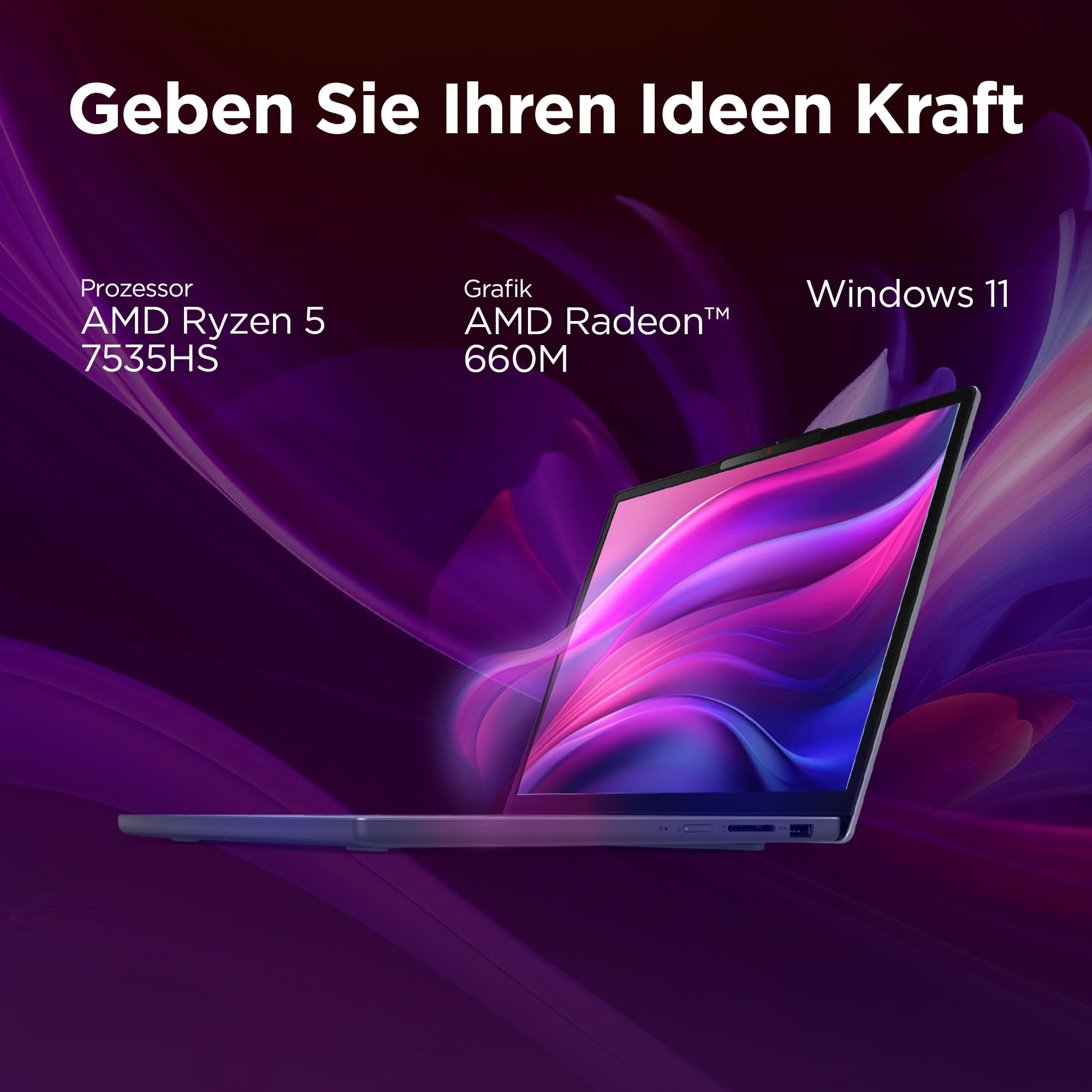 Lenovo IdeaPad Slim 3 Laptop | 16" WUXGA Display | AMD Ryzen 5 7535HS | 24GB RAM | 1TB SSD | AMD Radeon 660M Grafik | Windows11 | QWERTZ | Cosmic blau | 3 Monate Premium Care 2