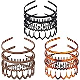 Drnytunk 12 Pcs Plastic Headbands with Teeth,Headbands for Women Men Non Slip,Comb Hair Bands Accessory for Teen Girls,Black khaki Turtle