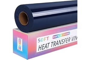 RENLI·TONG RENLITONG Navy Iron on Vinyl 12Inch by 50ft Roll HTV Heat Transfer Vinyl for T-Shirt HTV Rolls for All Cutter Machine - Easy to Cut & Weed for Heat Transfer Design