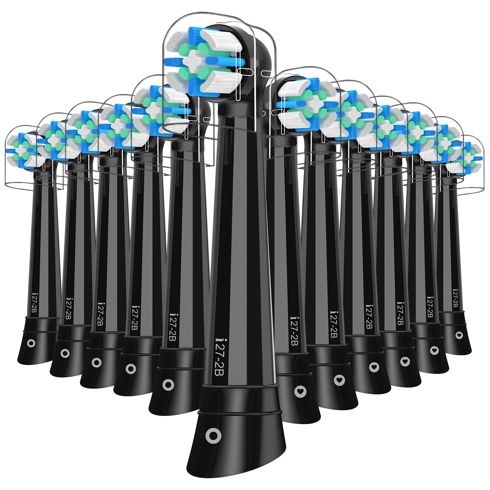 Photo 1 of 12pcs iO Replacement Heads Compatible with Oral B IO 2/3/4/5/6/7/8/9/10 Series Electric Toothbrush,Compatible with Oral B io Series Toothbrush Heads with Medium Bristles,Black