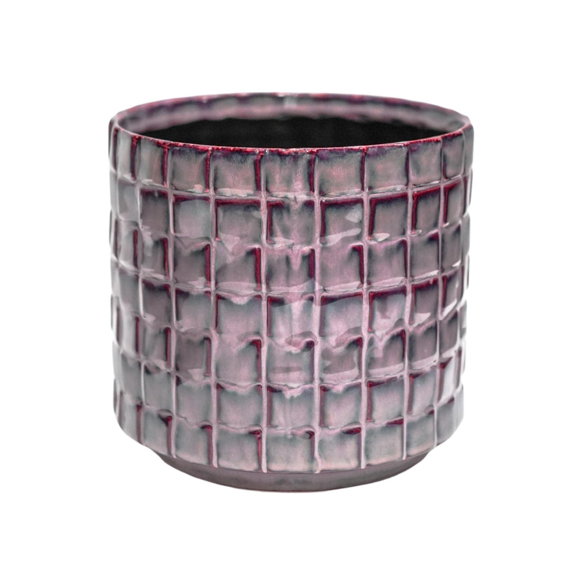 Ivyline Tarah Textured Glaze Planter in Blush - Durable and Stylish - Decorative Contemporary Indoor Ceramic Houseplant Flower Pot - H11cm x D10cm