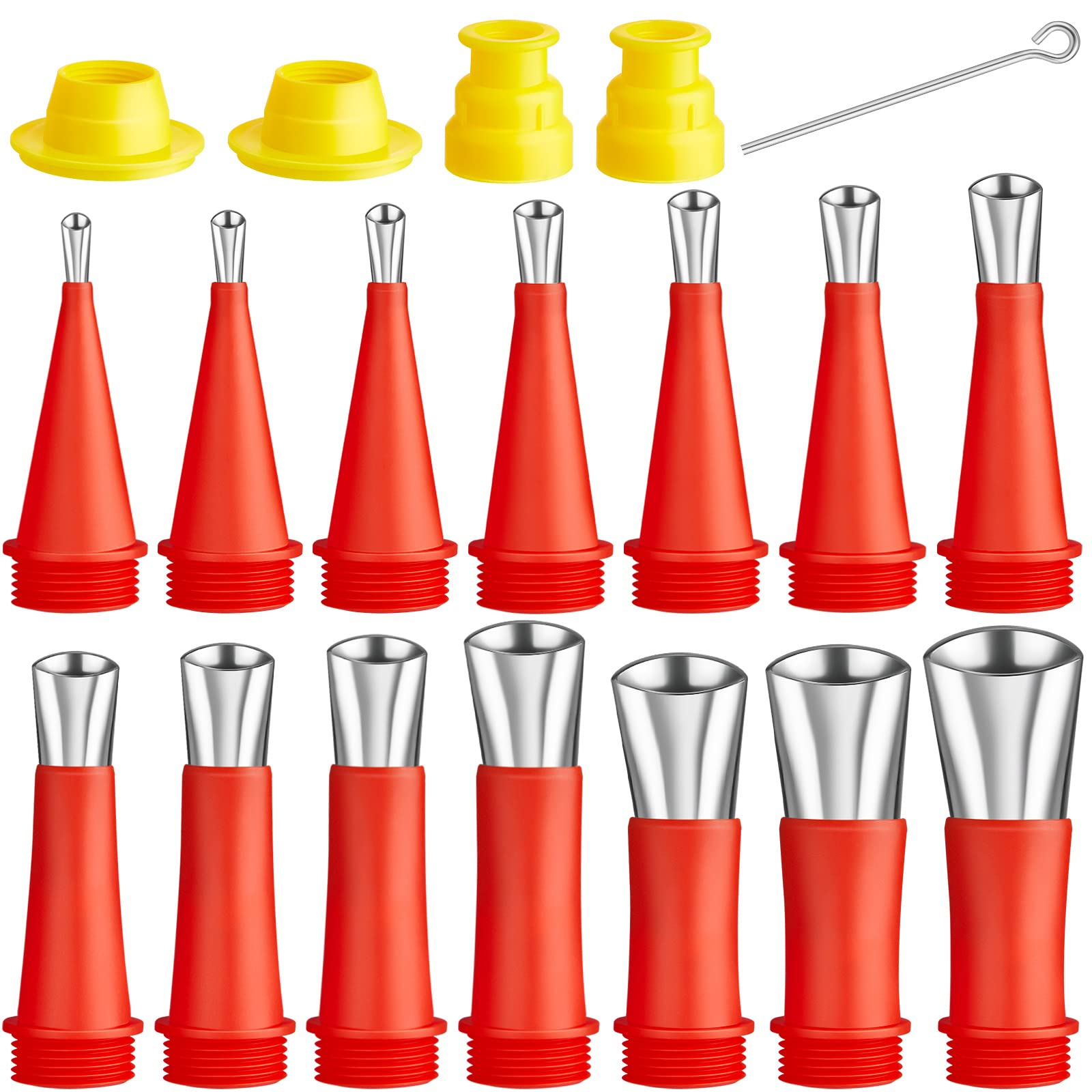 Photo 1 of 19 Pcs Caulking Finisher Kit Include 14 Pcs Reusable Stainless Steel Caulking Nozzle Applicators with 4 Connection Bases Replacement and 1 Glue Needle for Bathroom Kitchen Doors Windows Sink Joint
