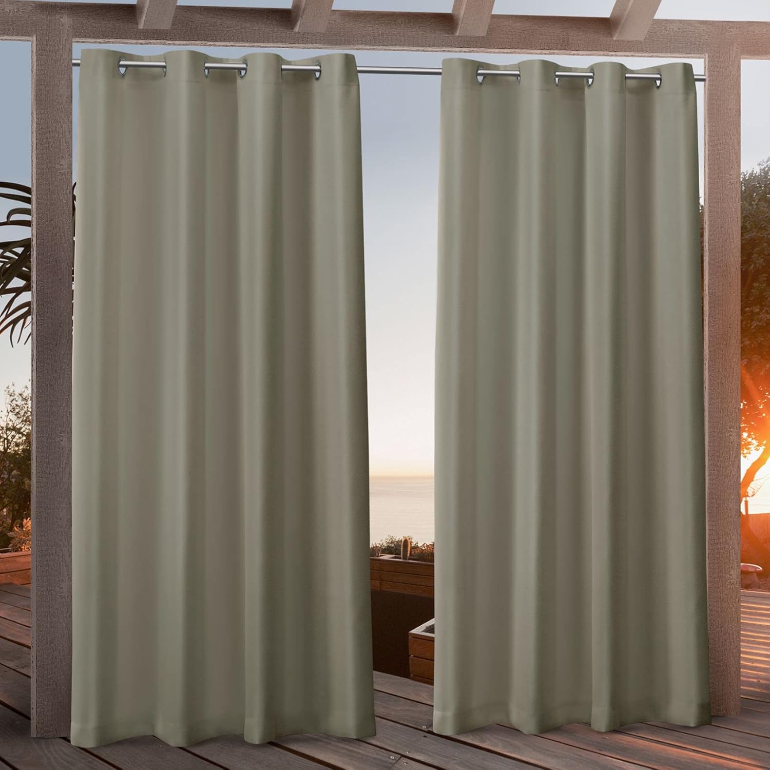 Outdoor Curtains - Nicole Miller Canvas Indoor/Outdoor Grommet Top Curtain Panel, 54