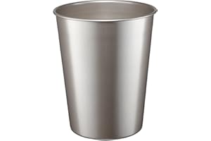 Monarch Abode Pewter Handcrafted Metal Wastebasket for Home Office Bedroom, Decorative Waste Basket, Modern Bathroom Garbage Can, Durable & Decorative Trash Bin, Pewter Bathroom Trash Can