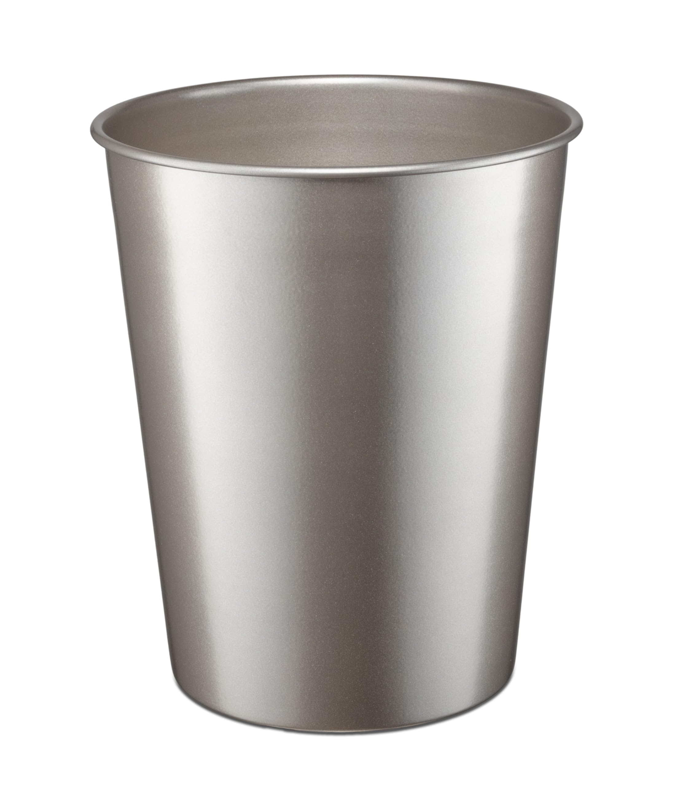 Photo 1 of Monarch Abode Pewter Handcrafted Metal Wastebasket for Home Office Bedroom, Decorative Waste Basket, Modern Bathroom Garbage Can, Durable & Decorative Trash Bin, Pewter Bathroom Trash Can