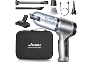 BENJEN Mini Car Vacuum Cleaner, 15000PA High Power, 3 in 1 Handheld Vacuum Cleaner with Brushless Motor, Portable Cordless Vacuum Cleaner for Car, Office and Home Cleaning
