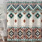 Aztec Shower Curtain,Southwestern Native Tribal Navajo American Ethnic Pattern Western Boho Fabric Bath Curtains, Triangular Geometric Vintage Fabric Bathroom Decor Set with Hooks,72X72 Beige