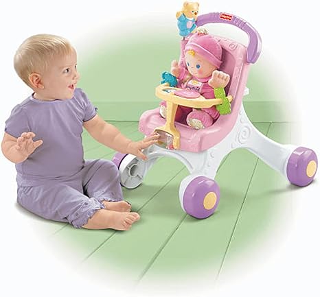 fisher price stroll along walker & baby's first doll gift set