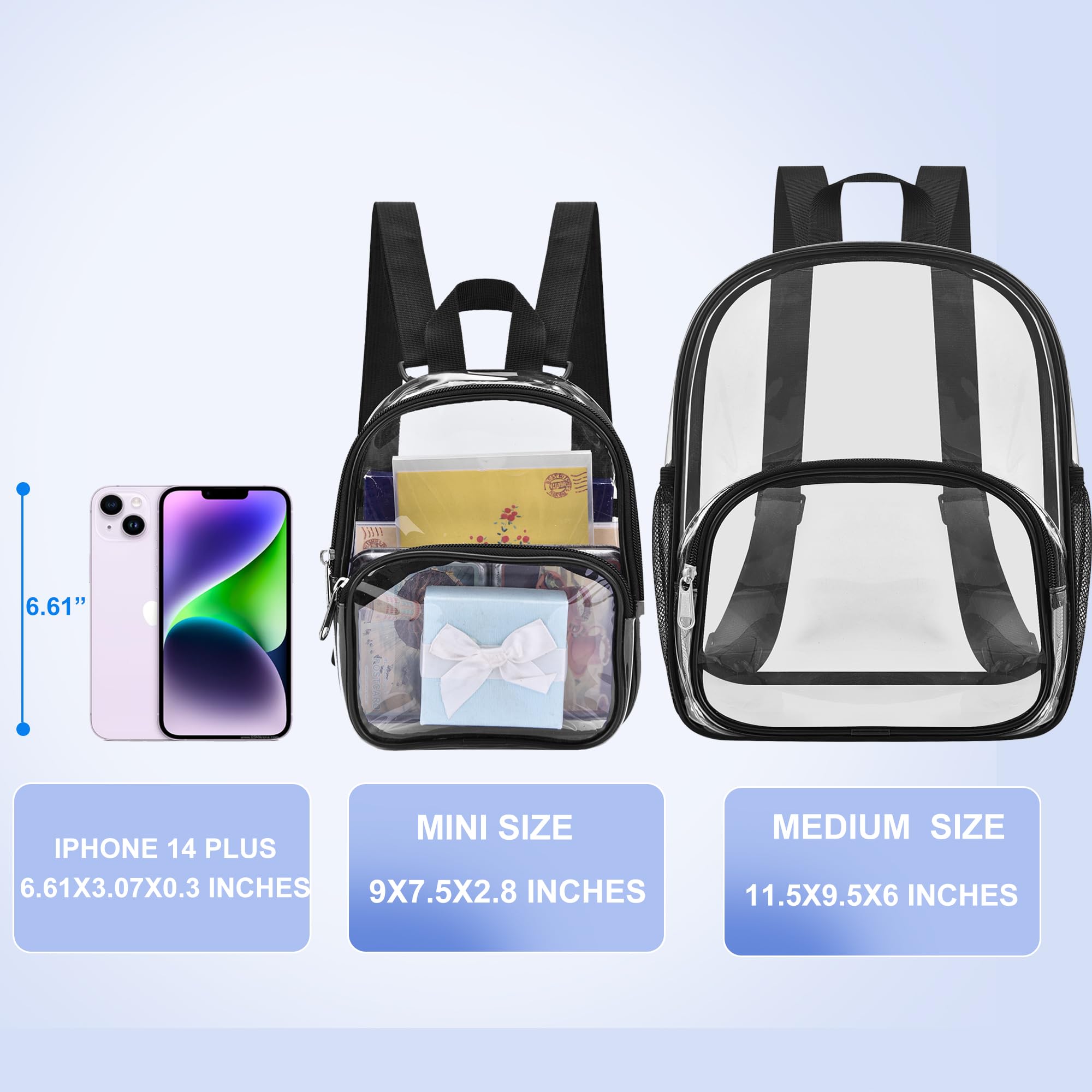USPECLARE Clear Mini Backpack Stadium Approved for Little Boys & Girls, Transparent Backpack for Concert, Festival, Sport Events