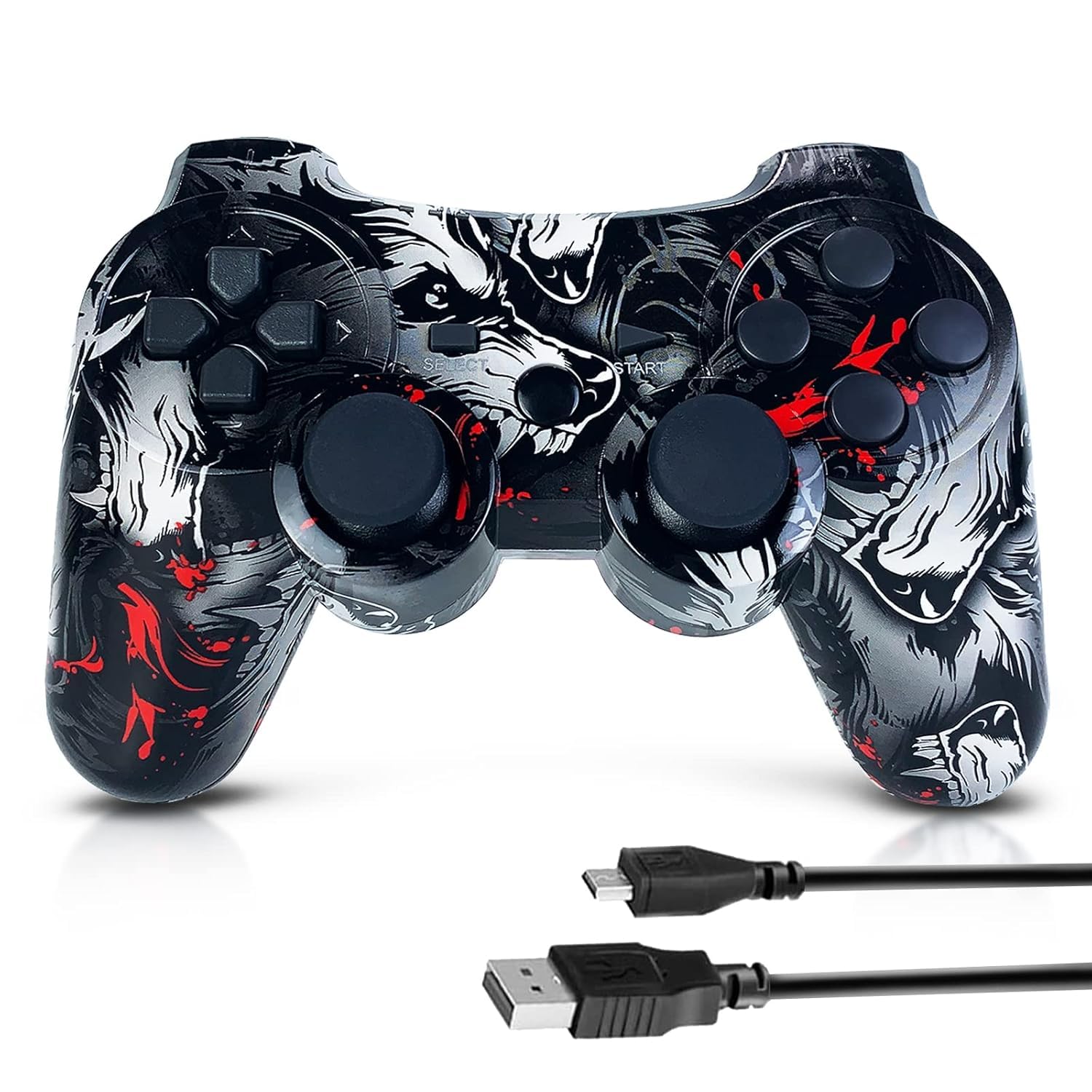 Photo 1 of CHENGDAO Controller for PS3 Controller for PlayStation 3 High-Performance Wireless Controller with Double Vibration Motion Control, Wolf