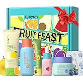 QUIYUM Fruit Skincare for Teens, 5 Daily Routine Beauty Skin Care Sets - Exfoliating, Smooth, Clean, Oil Control, Firm, Hydrating, Glow Up, Facial Skincare Gift Set for Girls Women, for All Skin Types