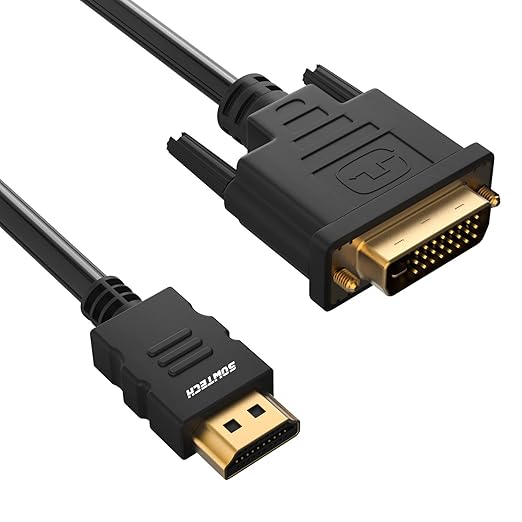 HDMI a DVI Cable, SOWTECH 1,8 m / 6 pies CL3 Calificación Alta Velocidad Bidireccional Adaptador de HDMI a Cable DVI 24 + 1 pin Soporta 3D 1080P - Negro