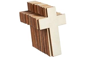 Unfinished Wood Cutout - 25-Pack Cross Shaped Wood Pieces for Wooden Craft DIY Projects, Sunday School, Church, Home Decorati
