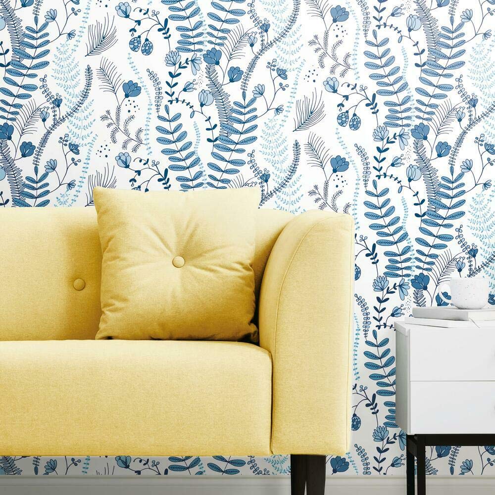 RoomMates RMK11542RL Finlayson Blue Verso Peel and Stick Wallpaper