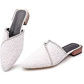 BGYJMTRCVHU Mules for Women Flats Comfortable Soft Memory Foam Insole Cherry Pointed Rivet Mule Shoes