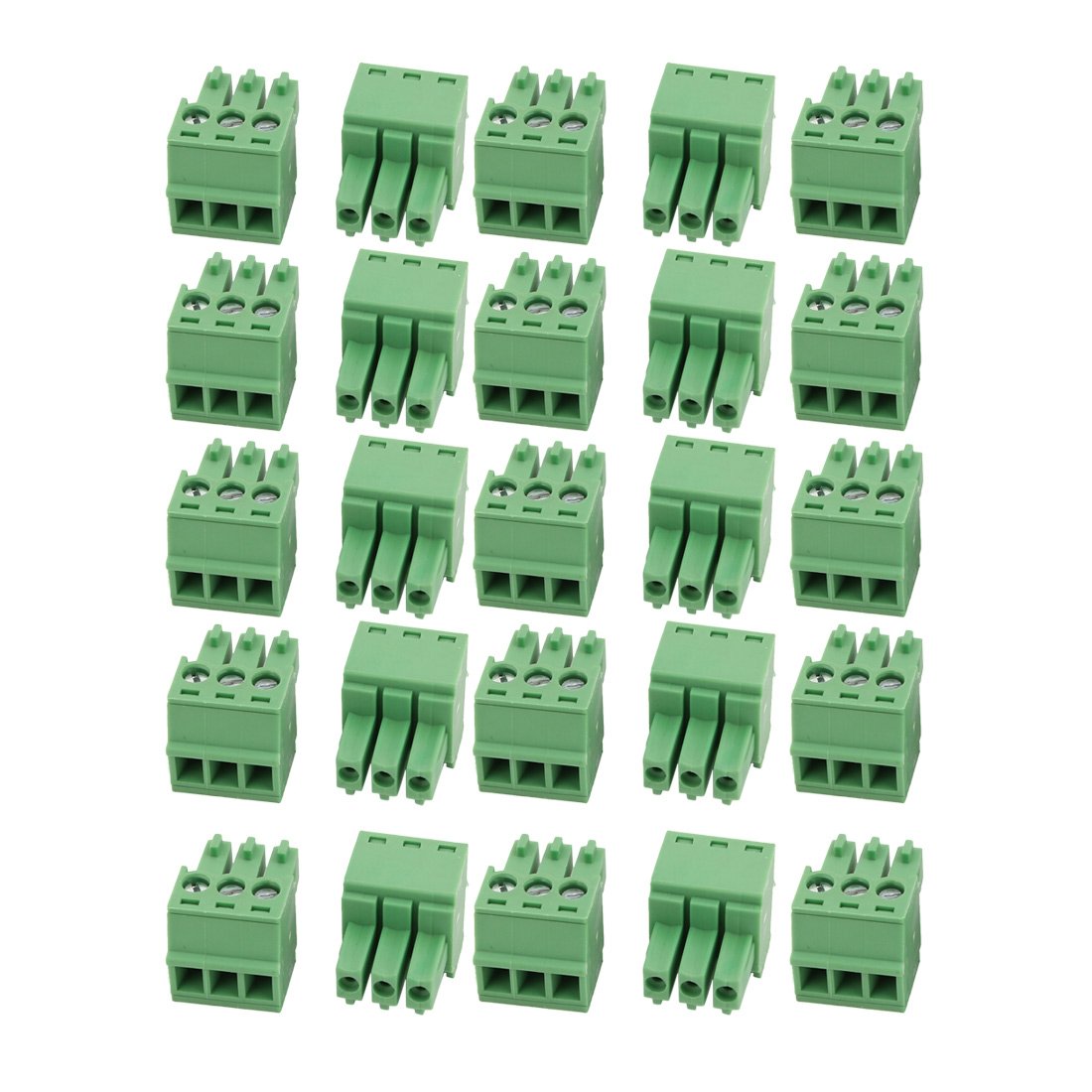 sourcingmap 25Pcs LC1 AC300V 8A 3.5mm Pitch 3P PCB Terminal Block Wire Connection