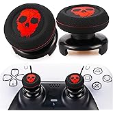 Playrealm FPS Thumbstick Extender & Printing Rubber Silicone Grip Cover 2 Sets for PS5 Dualsenese & PS4 Controller (Ghost Red)