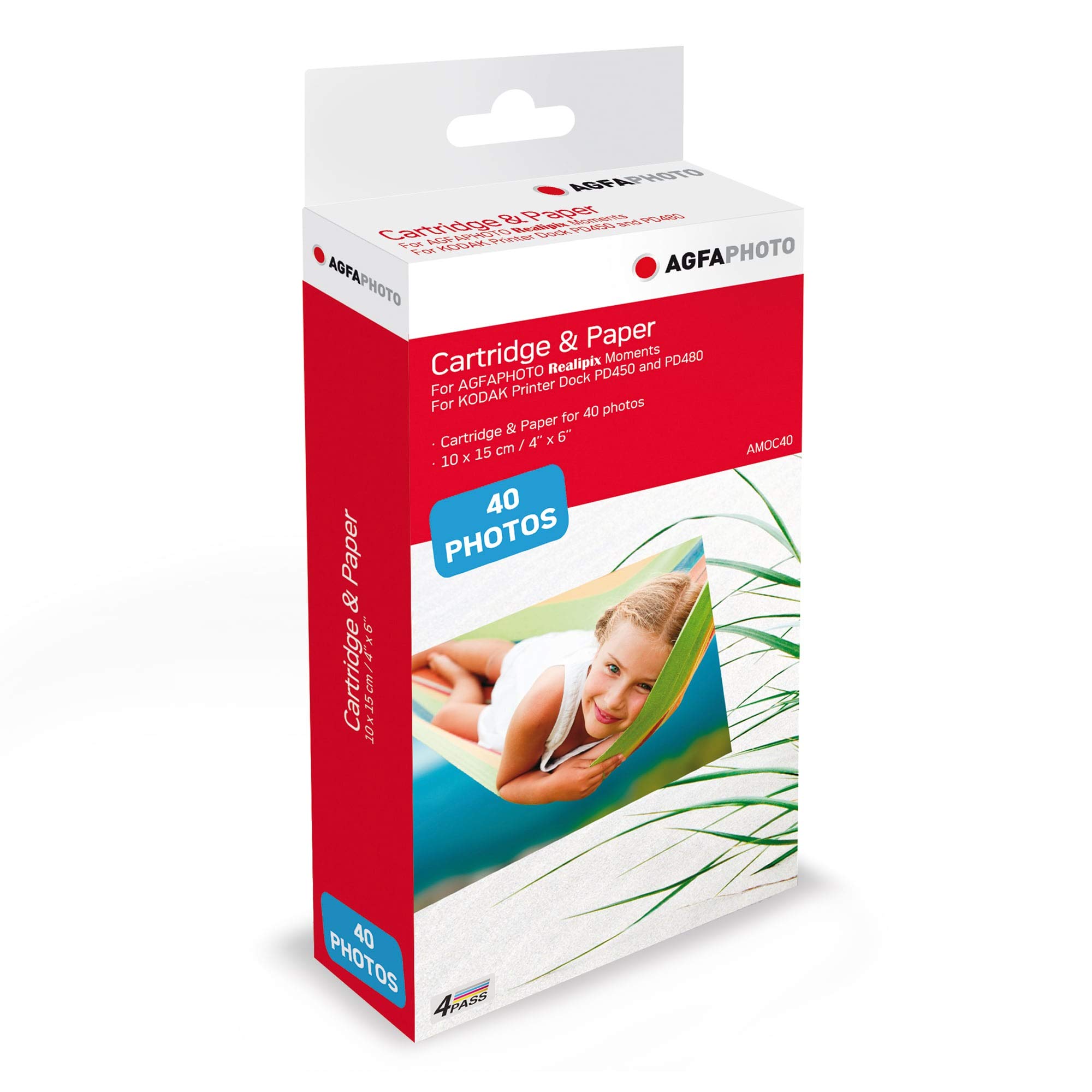 AgfaPhoto - Cartouche et papiers photos format 10 x 15 cm - AMOC - Compatible AGFA PHOTO Realipix Moments et KODAK PD450
