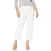 Ruby Rd. Womens Womens Plus-Size Mid-Rise Pull-on Straight Extra Stretch Denim Ankle Pant