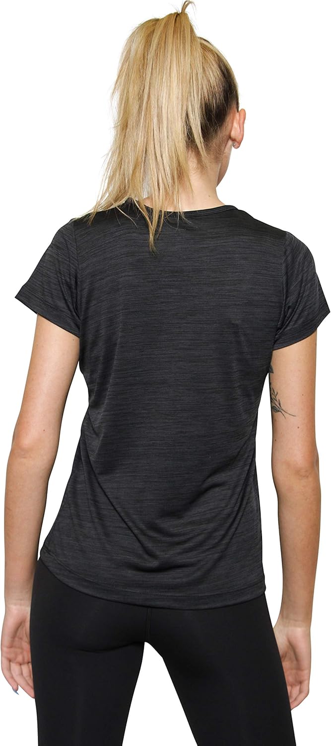5-Pack Women's Short Sleeve V-Neck Activewear T-Shirt Dry-Fit Moisture Wicking Perfomance Yoga Top: Clothing