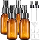 2 OZ Glass Spray Bottles, 4 Pack Amber Small Glass Spray Bottle for Essential Oils for Cleaning Solutions, Plants, with Durab