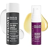 Paula's Choice SKIN PERFECTING 2% BHA Liquid Exfoliant, Salicylic Acid Facial Exfoliator for Enlarged Pores, Travel Size 1oz & CLINICAL 1% Retinol Treatment Cream for Anti-Aging & Wrinkles, 0.17oz