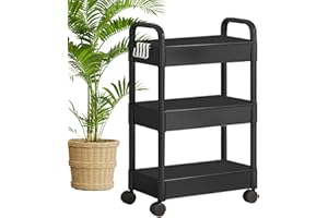 Snack Cart, Rolling Multi-Purpose Organizer with 3 Tiers, Snack Cart Trolley with Wheels, Mobile Storage Trolley, Kitchen Rol