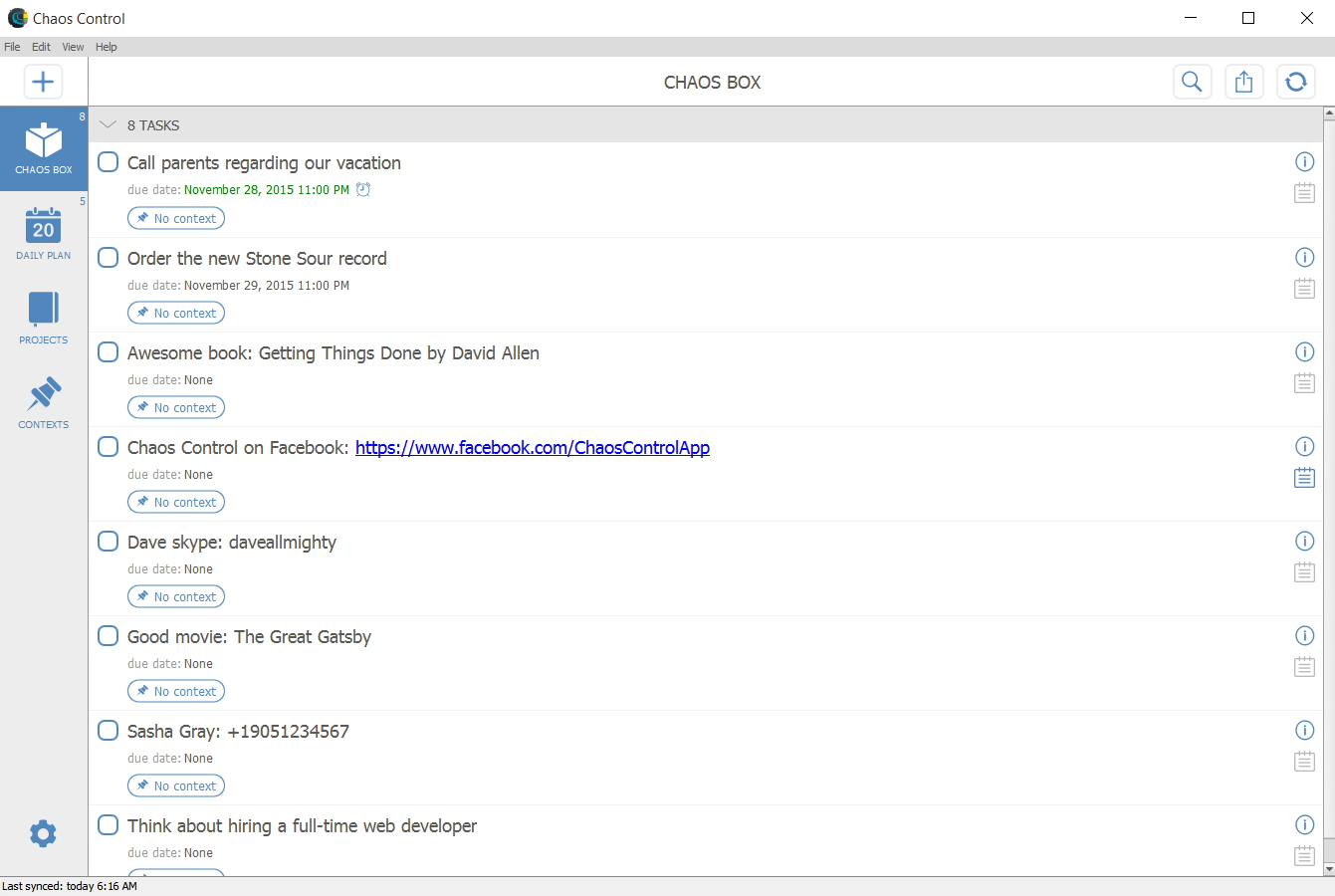 Chaos Control - personal organizer based on GTD [Download] - Thumbnail 4