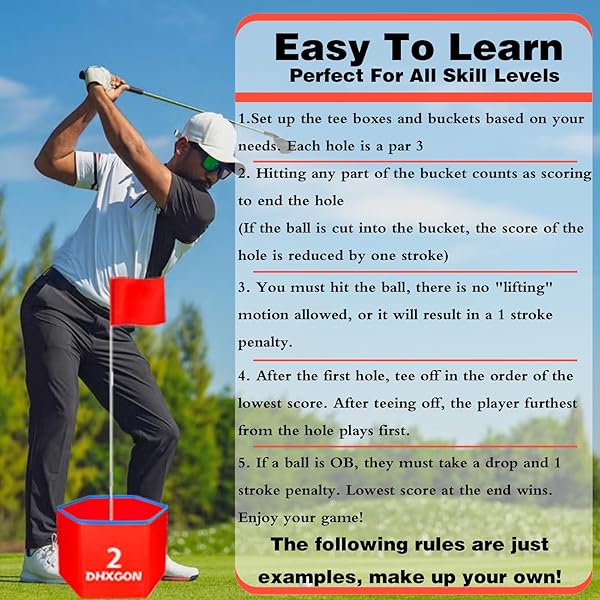 DHXGON BACKYARD GOLF GAME WITH 2 CLUBS, PORTABLE 6 HOLE GOLF COURSE, OUTDOOR YARD GOLF CHIPPING GAME FOR FAMILY AND ADULTS, BEACH, PARK, LAWN, FIELD DAY REUNION PARTY GAMES
