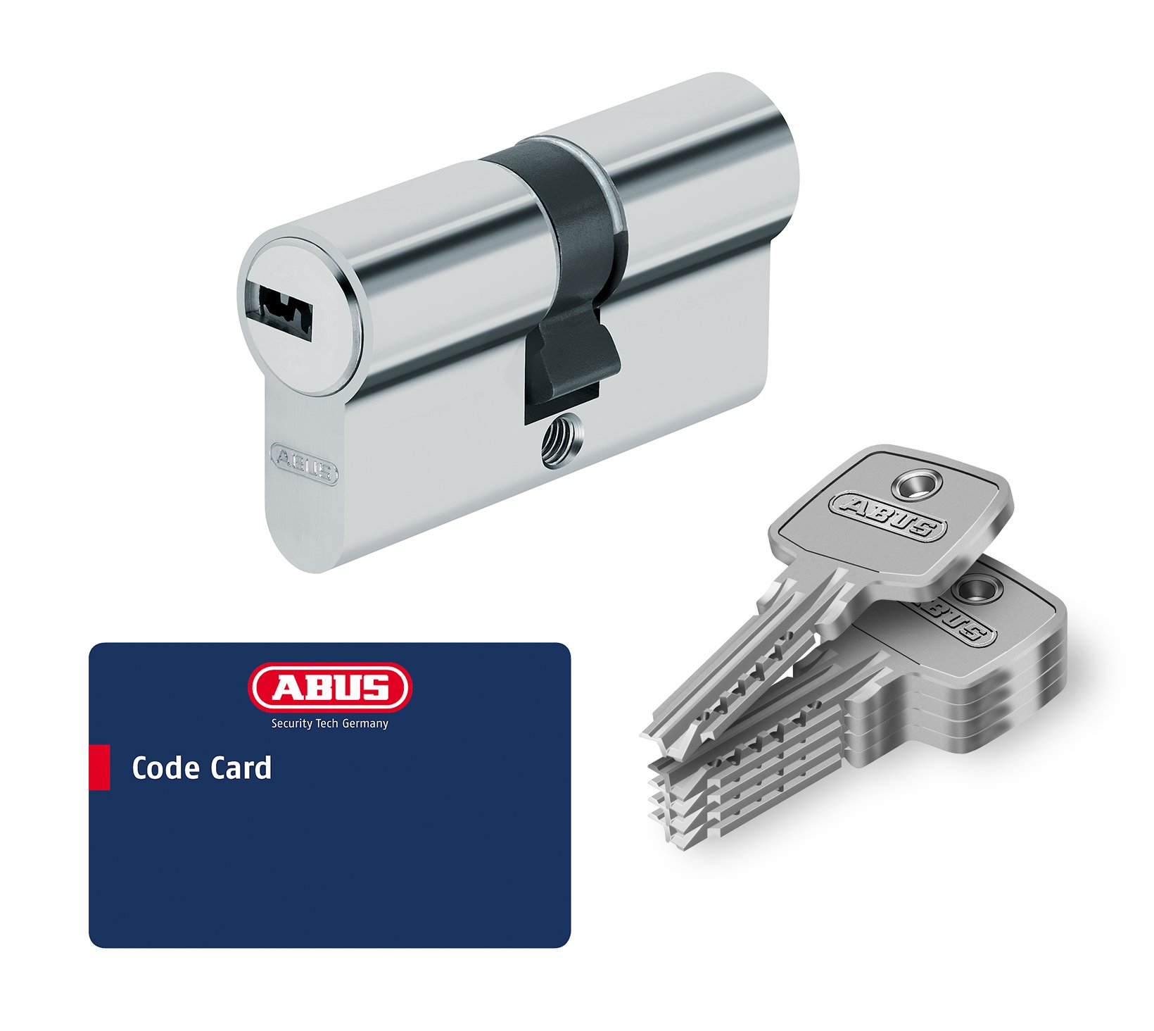 Abus Door Cylinder Lock with Key, Silver, 33462