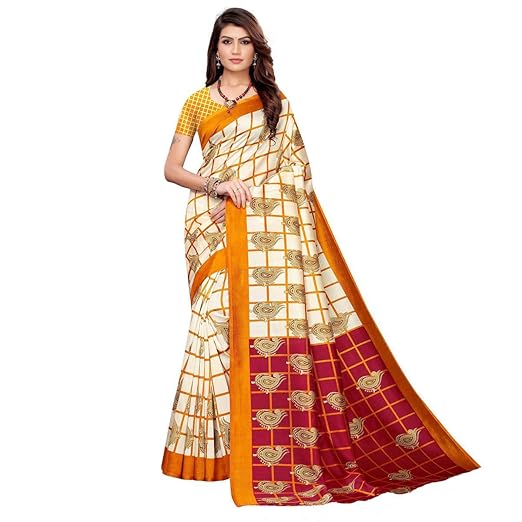 TDC Games silk with blouse piece Saree (PALAV KERI, Free Size)