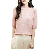 Chanyarn Women's 100% Merino Wool Spring Fall Winter First-Line Ready to Wear Seamless Knit Short Sleeve Mock Neck Sweater