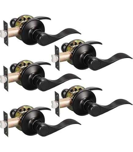 KNOBWELL 4 Pack Front Door Handles With Key And Lock Exterior Black - View #13